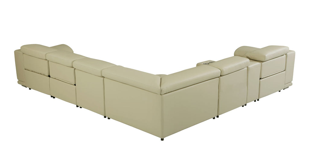 9762 Divanitalia 7-Piece L-Shaped Top Grain Italian Leather Sectional Sofa with 3 Power Recliners