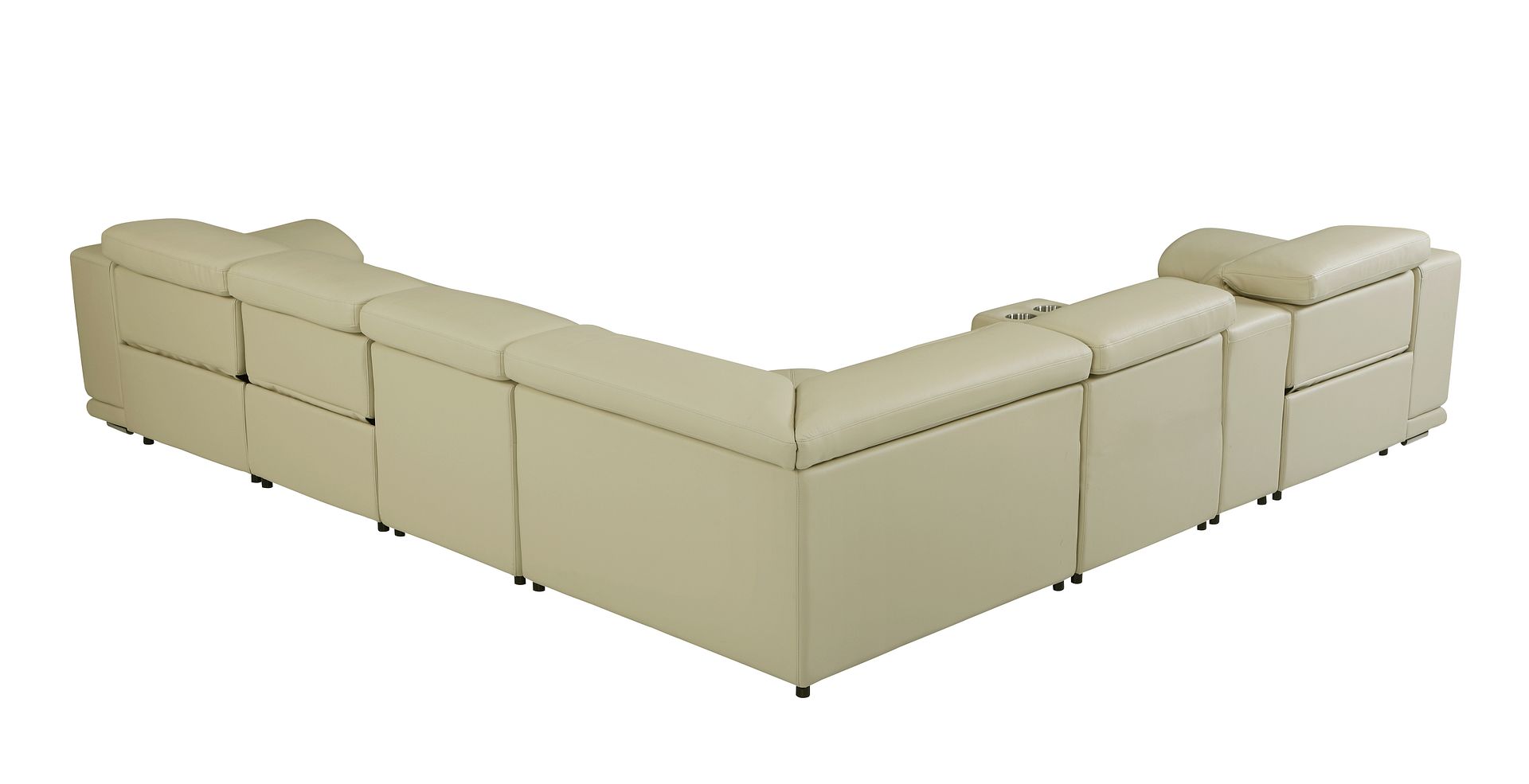 9762 Divanitalia 7-Piece L-Shaped Top Grain Italian Leather Sectional Sofa with 3 Power Recliners