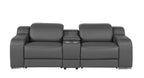1116 Divanitalia 3-Piece Modular Power Reclining Console Loveseat in Top Grain Italian Leather with 2 Power Recliners & Power Headrests