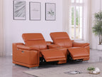 9762 Divanitalia 3-Piece Modular Power Reclining Console Loveseat with 2 Power Recliners in Top Grain Italian Leather
