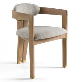 Belton - Modern Black Vegan Leather + Brown Oak Dining Chair