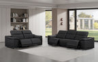 2679 Genuine Leather Reclining Set - Sofa and Loveseat with 4 Power Recliners - Black - SKU 2679-BLACK-5.4-HT-2PC - view 2