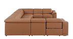 9762 Divanitalia 8-Piece U-Shaped Top Grain Italian Leather Sectional Sofa with 4 Power Recliners
