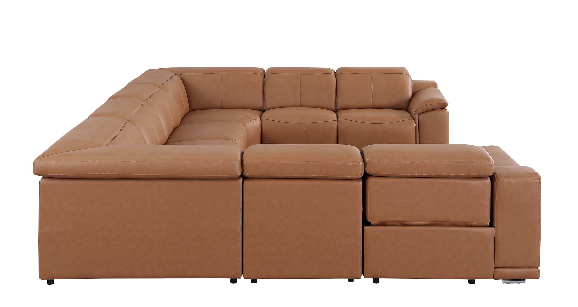 9762 Divanitalia 8-Piece U-Shaped Top Grain Italian Leather Sectional Sofa with 4 Power Recliners