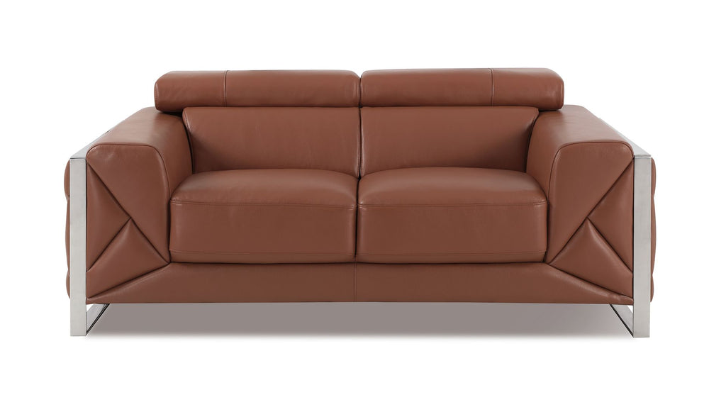 903 Divanitalia Loveseat with Adjustable Headrest in Top-grain Italian Leather - Camel - SKU 903-L-CAMEL