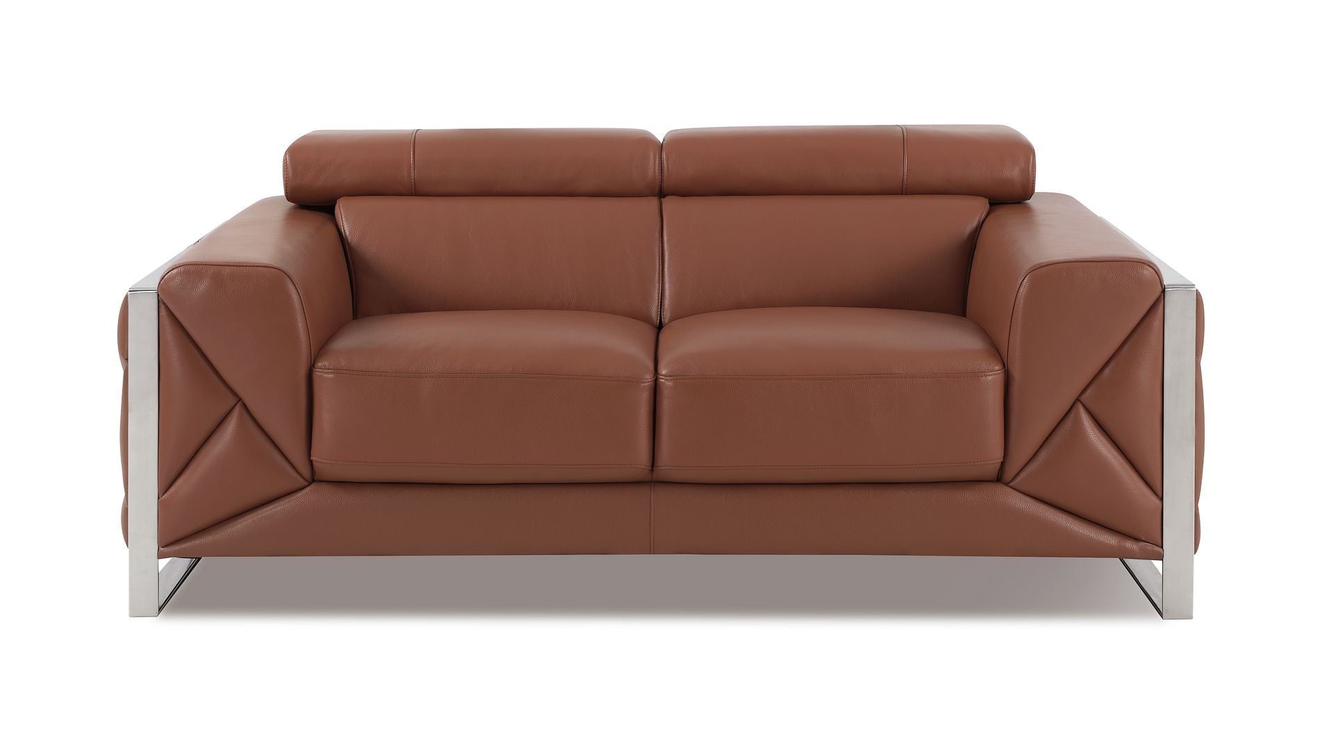 903 Divanitalia Loveseat with Adjustable Headrest in Top-grain Italian Leather - Camel