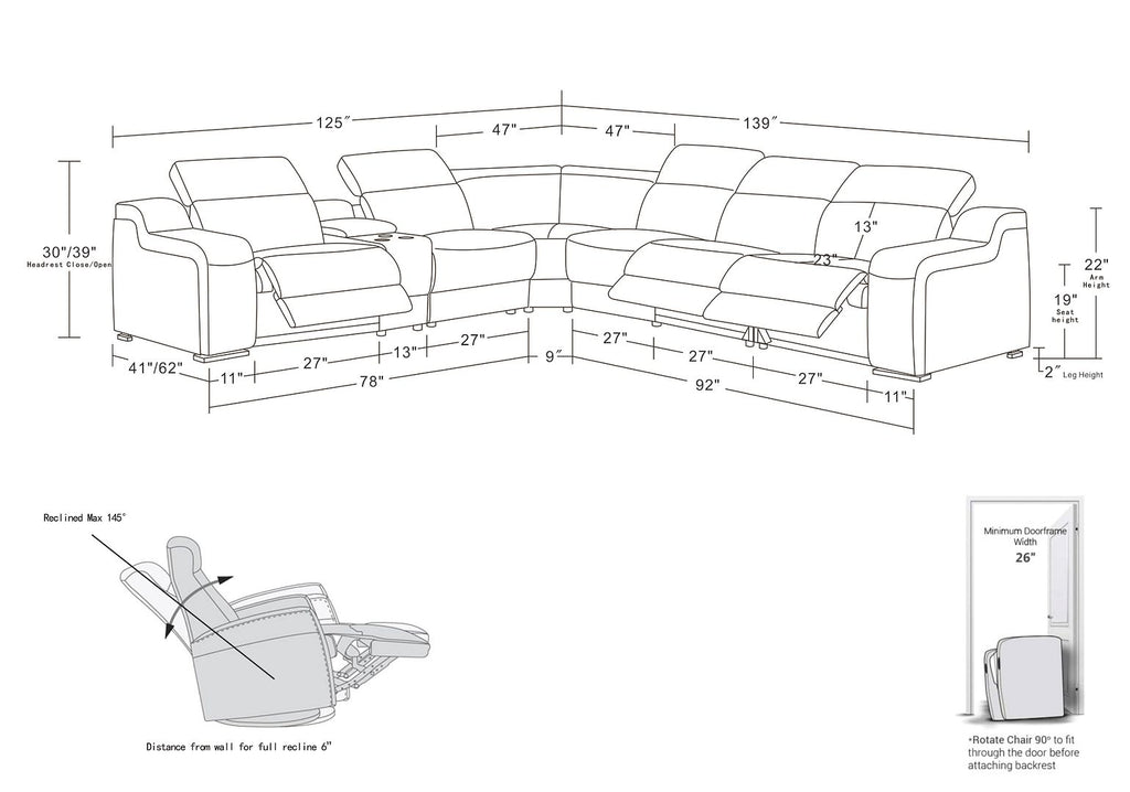 1116 Divanitalia 7-Piece L-Shaped Sectional Sofa in Top Grain Italian Leather with 3 Power Recliners & Power Headrests - Cognac - SKU 1116-COGNAC-7PC-3PWR-SECTIONAL- GROUP - view 17