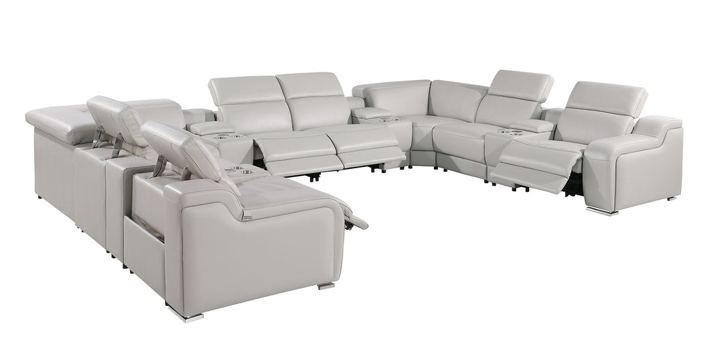 1116 Divanitalia 12-Piece U-Shaped Sectional Sofa in Top Grain Italian Leather with 4 Power Recliners & Power Headrests