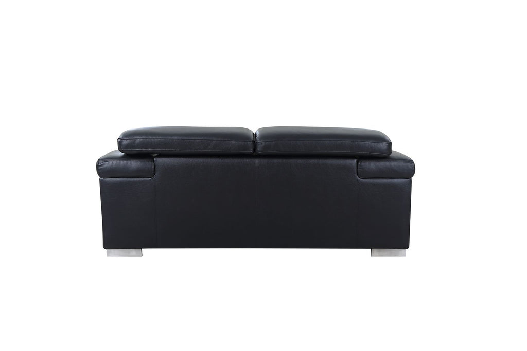 415 Divanitalia Loveseat with Adjustable Headrest in Top-grain Italian Leather - Black - SKU 415-L-BLACK - view 3