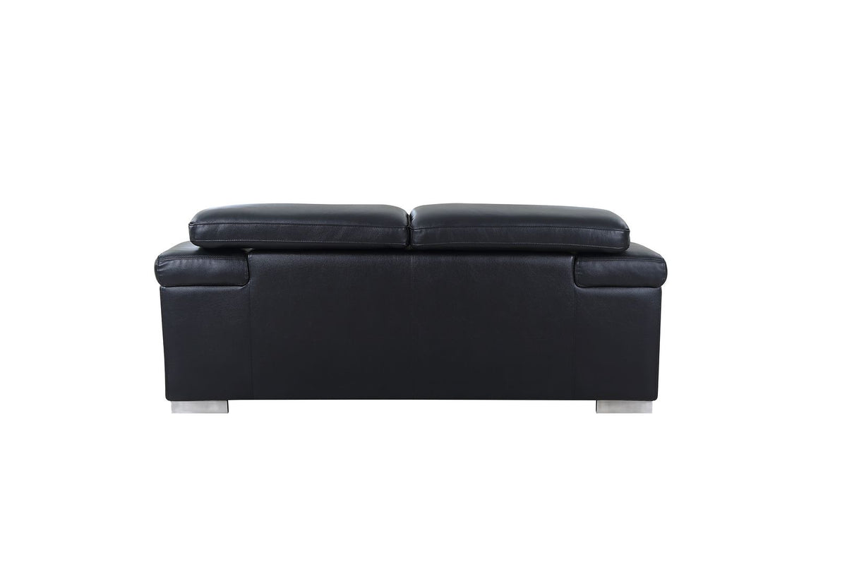 415 Divanitalia Loveseat with Adjustable Headrest in Top-grain Italian Leather - Black - SKU 415-L-BLACK - view 3