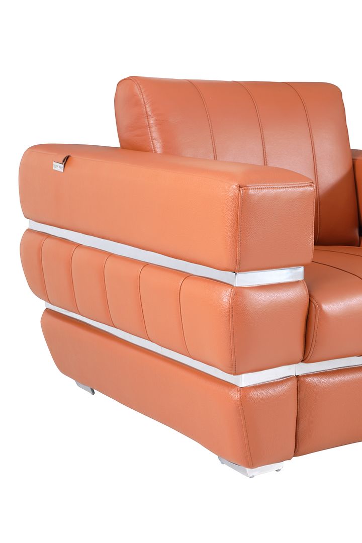 904 Divanitalia 3-Piece Sofa Set in Top-grain Italian Leather - Camel - SKU 904- CAMEL 3PC (S/L/CH) - GROUP - view 12