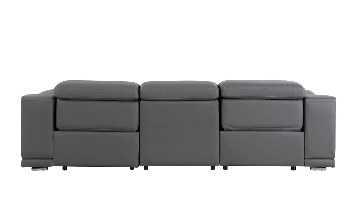 9762 Divanitalia 3-Piece Modular Power Reclining Sofa with 2 Power Recliners in Top Grain Italian Leather - Dark Grey - SKU 9762-DK-GREY-3.2-S-HT - view 6