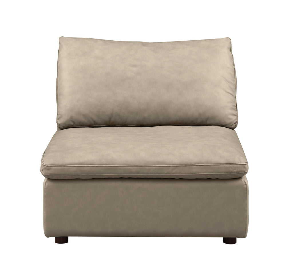 DivanItalia 1100 Beige Armless Chair - Upholstered in Top-Grain Italian Leather