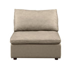 DivanItalia 1100 Beige Armless Chair - Upholstered in Top-Grain Italian Leather