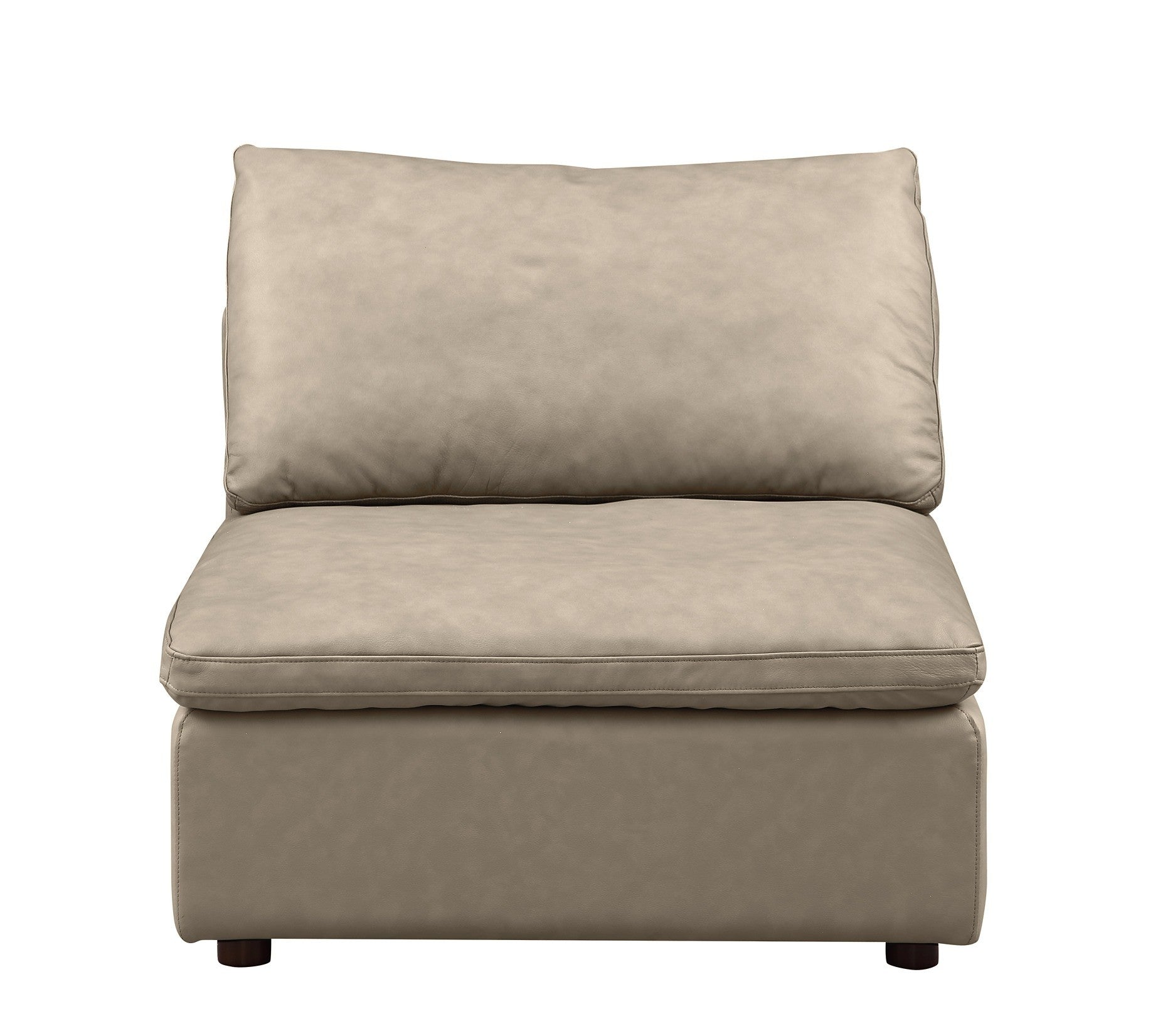 DivanItalia 1100 Beige Armless Chair - Upholstered in Top-Grain Italian Leather