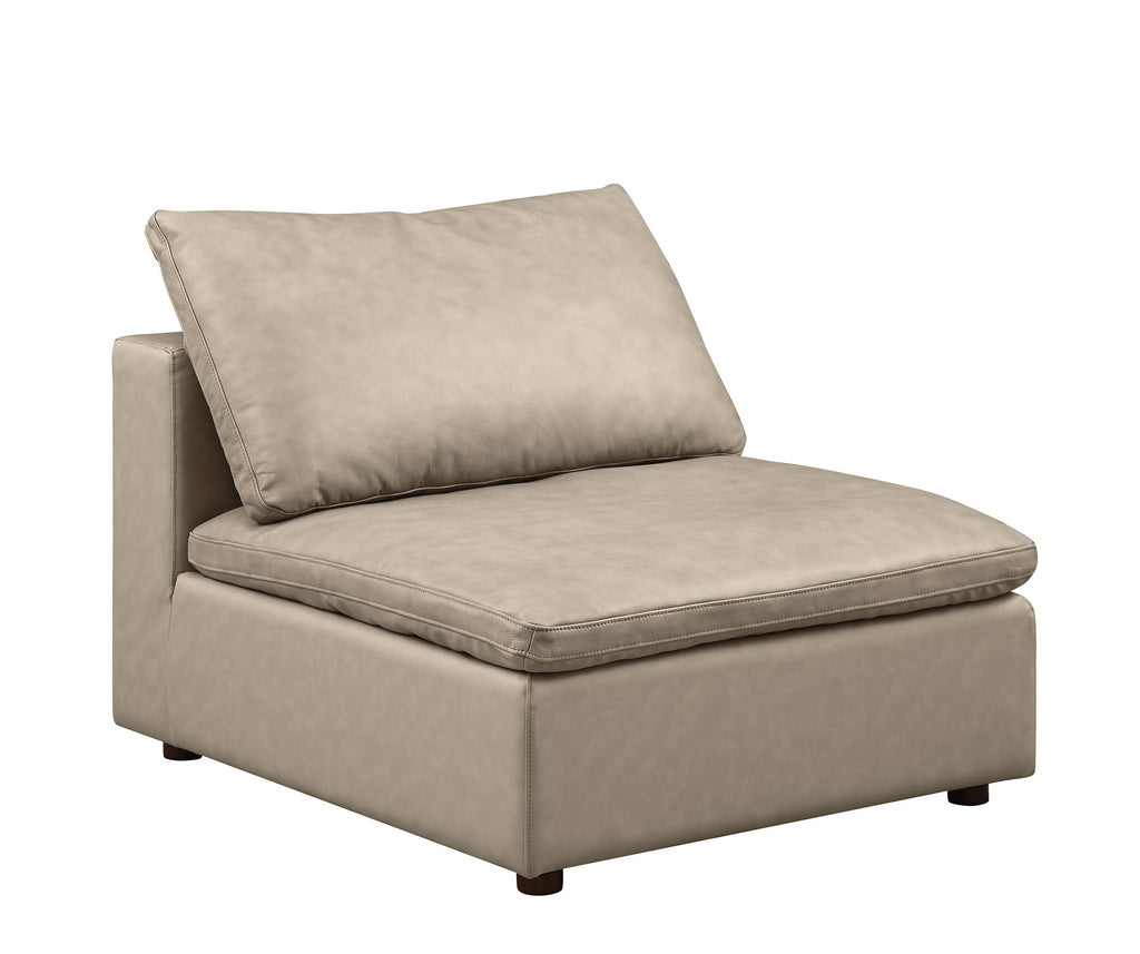 DivanItalia 1100 Beige Armless Chair - Upholstered in Top-Grain Italian Leather