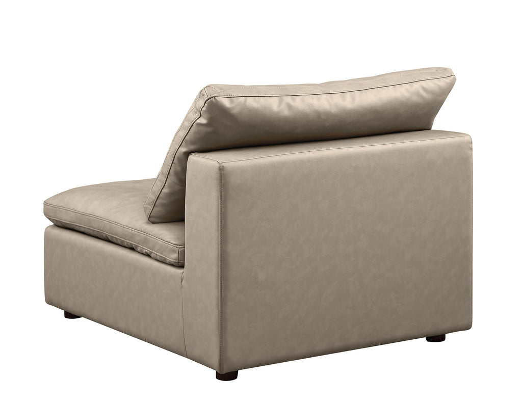 DivanItalia 1100 Beige Armless Chair - Upholstered in Top-Grain Italian Leather