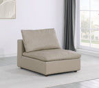 DivanItalia 1100 Beige Armless Chair - Upholstered in Top-Grain Italian Leather
