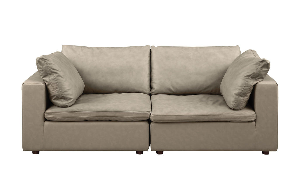 DivanItalia 1100 Beige Modular Loveseat - Upholstered in Top-Grain Italian Leather
