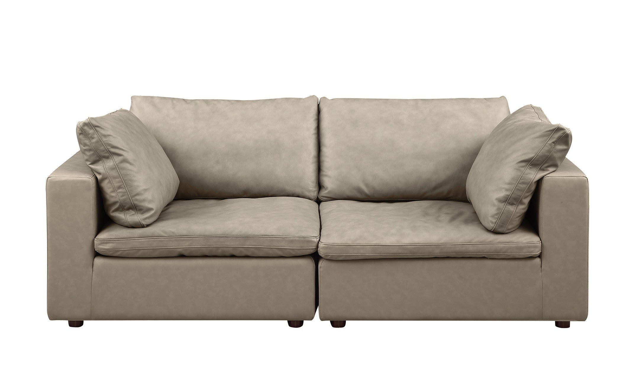 DivanItalia 1100 Beige Modular Loveseat - Upholstered in Top-Grain Italian Leather