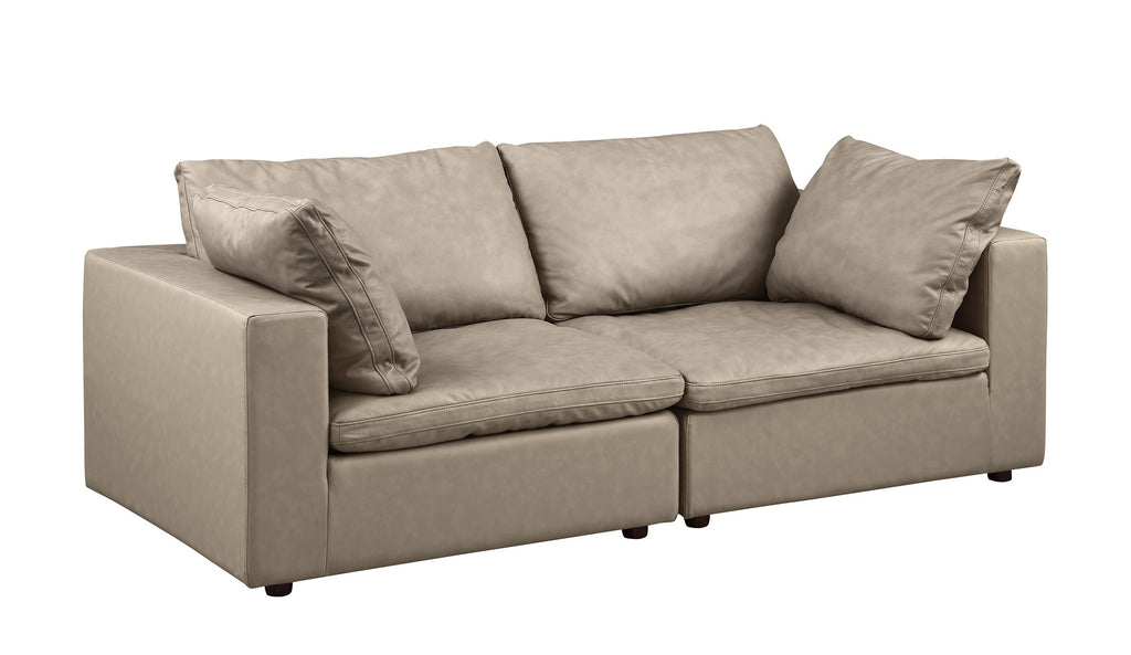 DivanItalia 1100 Beige Modular Loveseat - Upholstered in Top-Grain Italian Leather