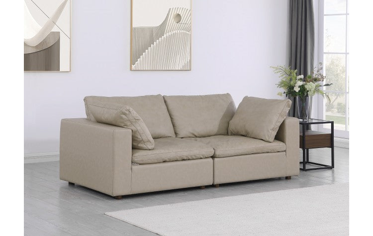 DivanItalia 1100 Beige Modular Loveseat - Upholstered in Top-Grain Italian Leather