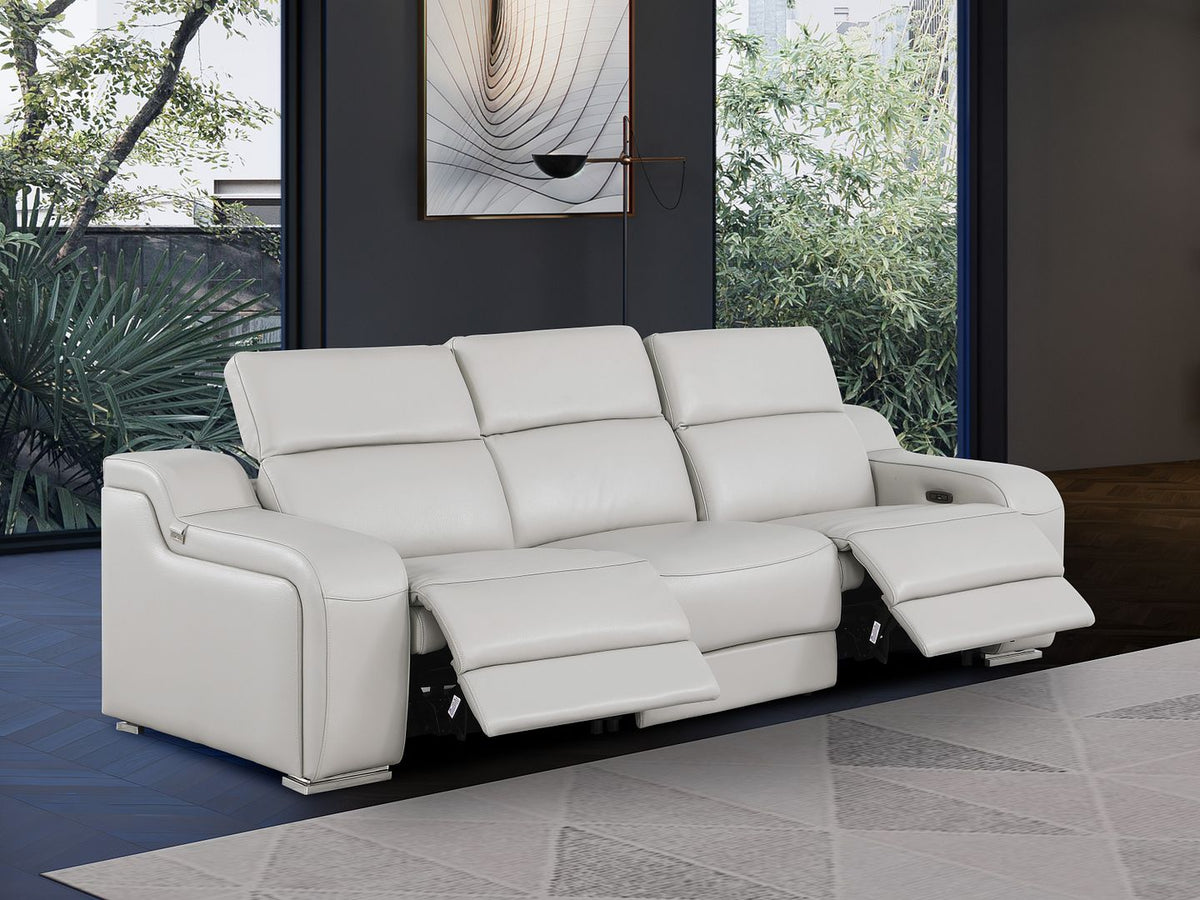 1116 Divanitalia 3-Piece Modular Power Reclining Sofa in Top Grain Italian Leather with 2 Power Recliners & Power Headrests - Light Grey - SKU 1116-LT_GREY-3.2-S-HT - view 2