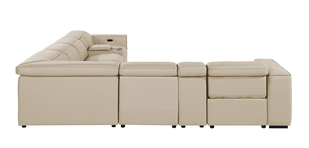 1224 Divanitalia 8-Piece L-Shaped Sectional Sofa in Top Grain Italian Leather with 3 Power Recliners & Power Headrests - Beige - SKU 1224-BEIGE-8PC-3PWR-SECTIONAL - view 6