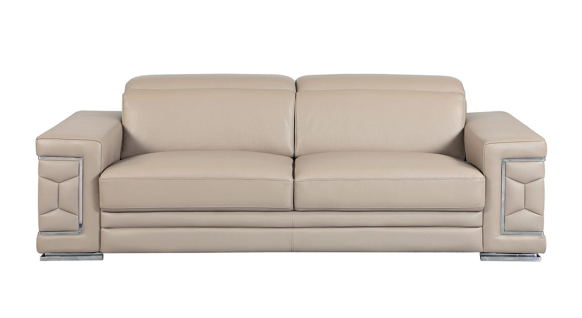 692 Divanitalia Sofa with Adjustable Headrest in Top-grain Italian Leather - Beige - SKU 692-S-BEIGE