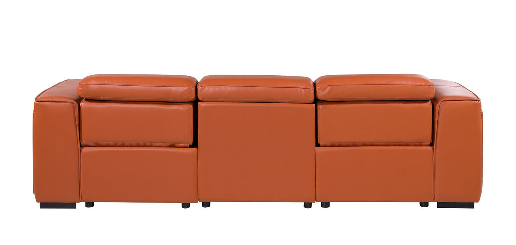 1224 Divanitalia 3-Piece Modular Power Reclining Sofa in Top Grain Italian Leather with 2 Power Recliners & Power Headrests