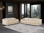 1116 DivanItalia Beige Modular Power Reclining Sofa and Loveseat Set – Top Grain Italian Leather with Power Headrests