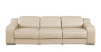 1116 DivanItalia Beige Modular Power Reclining Sofa and Loveseat Set – Top Grain Italian Leather with Power Headrests