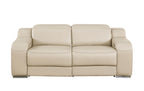 1116 DivanItalia Beige Modular Power Reclining Sofa and Loveseat Set – Top Grain Italian Leather with Power Headrests