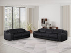 1116 DivanItalia Black Modular Power Reclining Sofa and Loveseat Set – Top Grain Italian Leather with Power Headrests