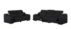 1116 DivanItalia Black Modular Power Reclining Sofa and Loveseat Set – Top Grain Italian Leather with Power Headrests