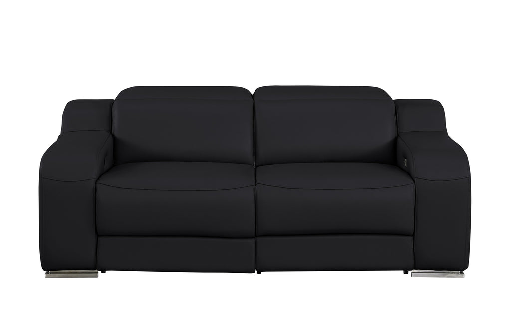 1116 DivanItalia Black Modular Power Reclining Sofa and Loveseat Set – Top Grain Italian Leather with Power Headrests