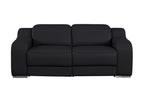 1116 DivanItalia Black Modular Power Reclining Sofa and Loveseat Set – Top Grain Italian Leather with Power Headrests