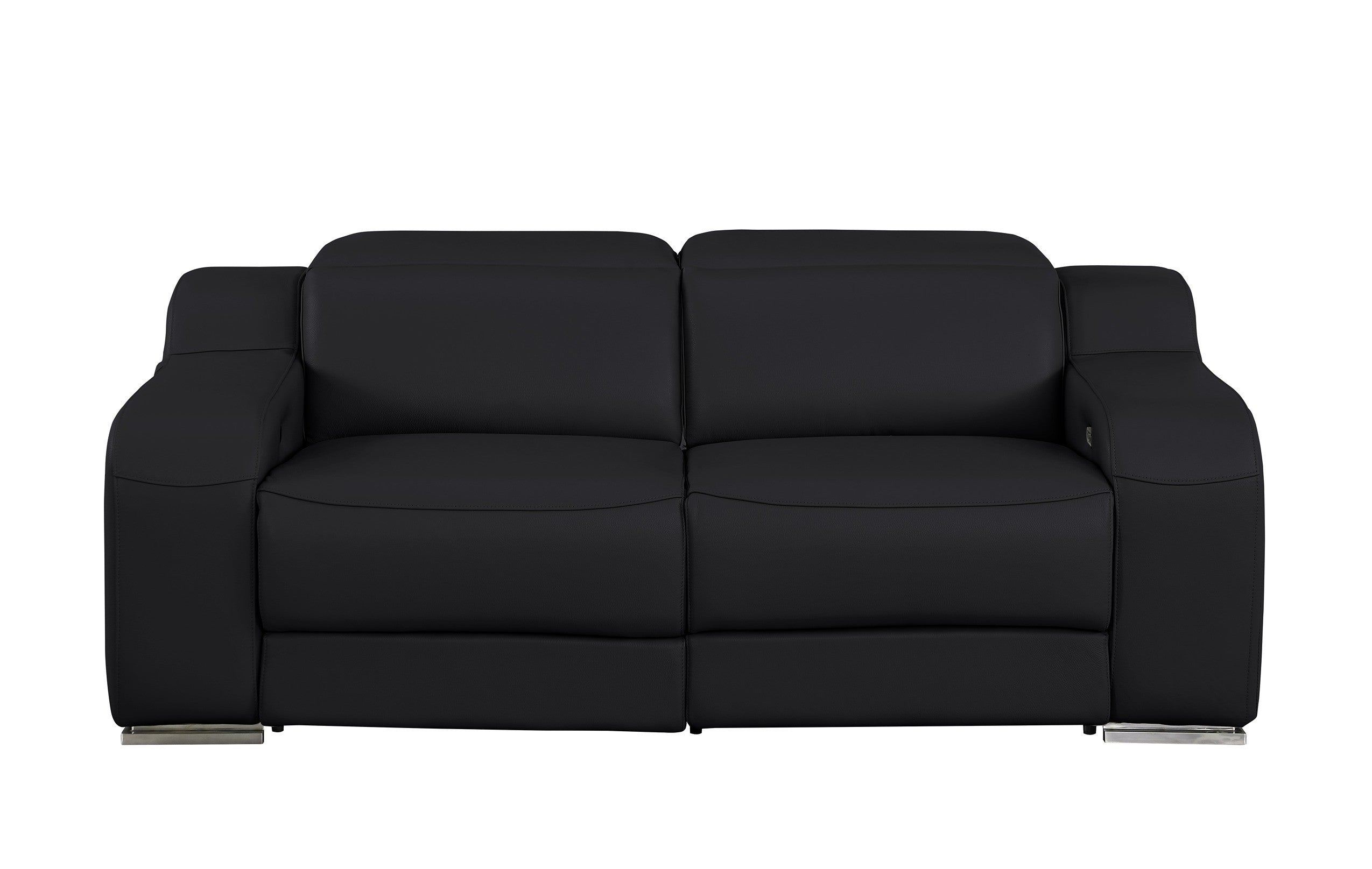 1116 DivanItalia Black Modular Power Reclining Sofa and Loveseat Set – Top Grain Italian Leather with Power Headrests
