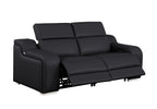 1116 DivanItalia Black Modular Power Reclining Sofa and Loveseat Set – Top Grain Italian Leather with Power Headrests