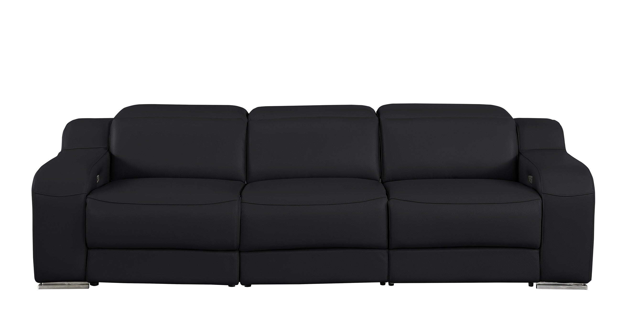 1116 DivanItalia Black Modular Power Reclining Sofa and Loveseat Set – Top Grain Italian Leather with Power Headrests