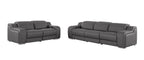 1116 DivanItalia Dark Grey Modular Power Reclining Sofa and Loveseat Set – Top Grain Italian Leather with Power Headrests