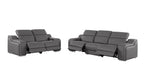 1116 DivanItalia Dark Grey Modular Power Reclining Sofa and Loveseat Set – Top Grain Italian Leather with Power Headrests