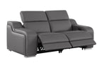 1116 DivanItalia Dark Grey Modular Power Reclining Sofa and Loveseat Set – Top Grain Italian Leather with Power Headrests