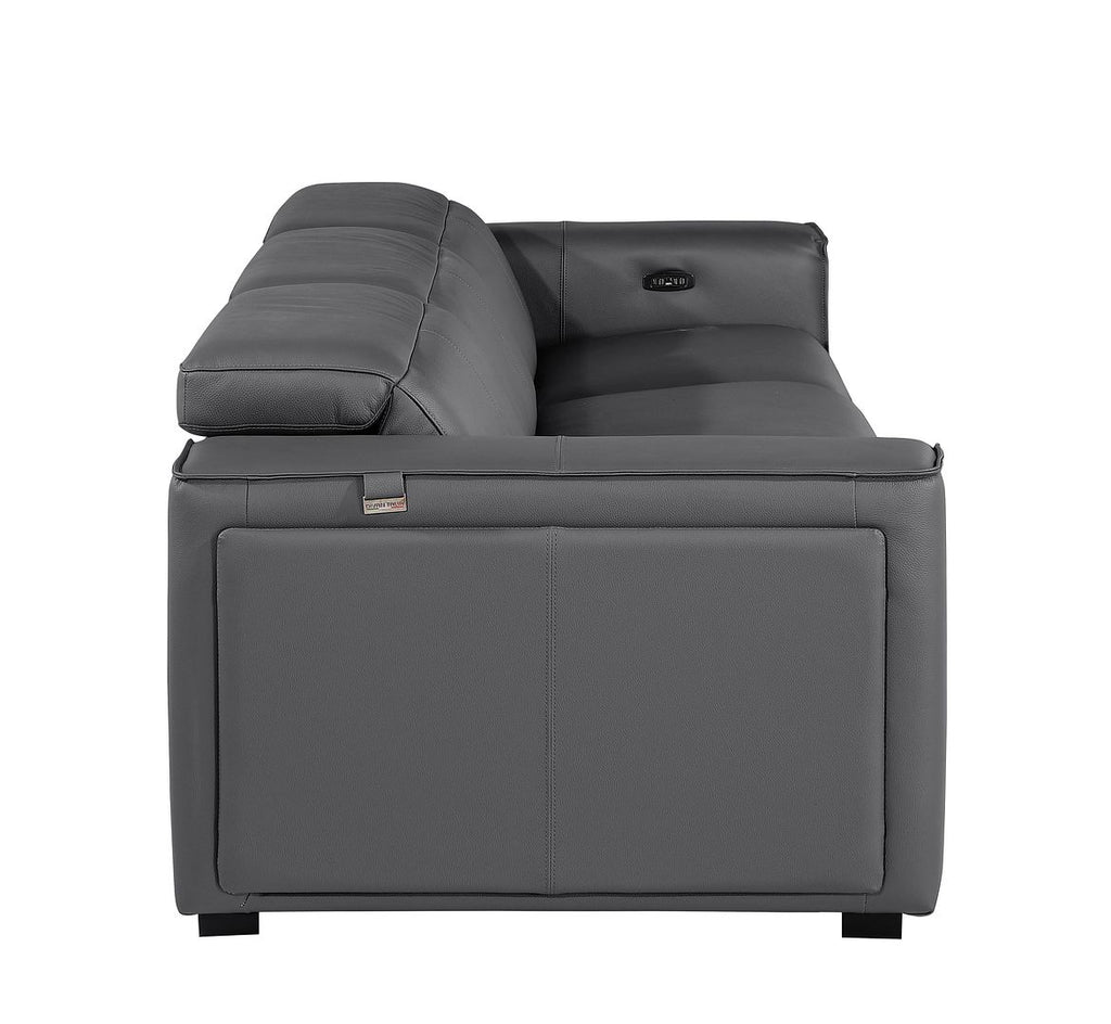 1224 Divanitalia 3-Piece Modular Power Reclining Sofa in Top Grain Italian Leather with 3 Power Recliners & Power Headrests - Dark Grey - SKU 1224-DK-GREY-3.3-HT - view 8