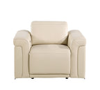 1126 DivanItalia Beige Top Grain Italian Leather Power Reclining Chair with Power Headrest