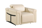 1126 DivanItalia Beige Top Grain Italian Leather Power Reclining Chair with Power Headrest