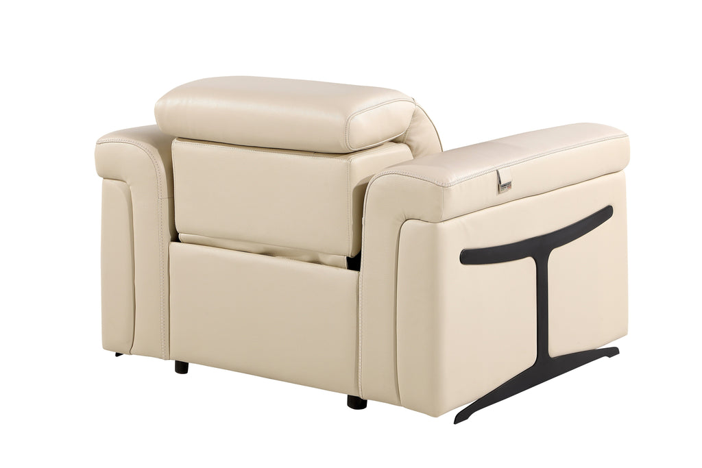 1126 DivanItalia Beige Top Grain Italian Leather Power Reclining Chair with Power Headrest