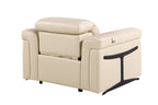 1126 DivanItalia Beige Top Grain Italian Leather Power Reclining Chair with Power Headrest
