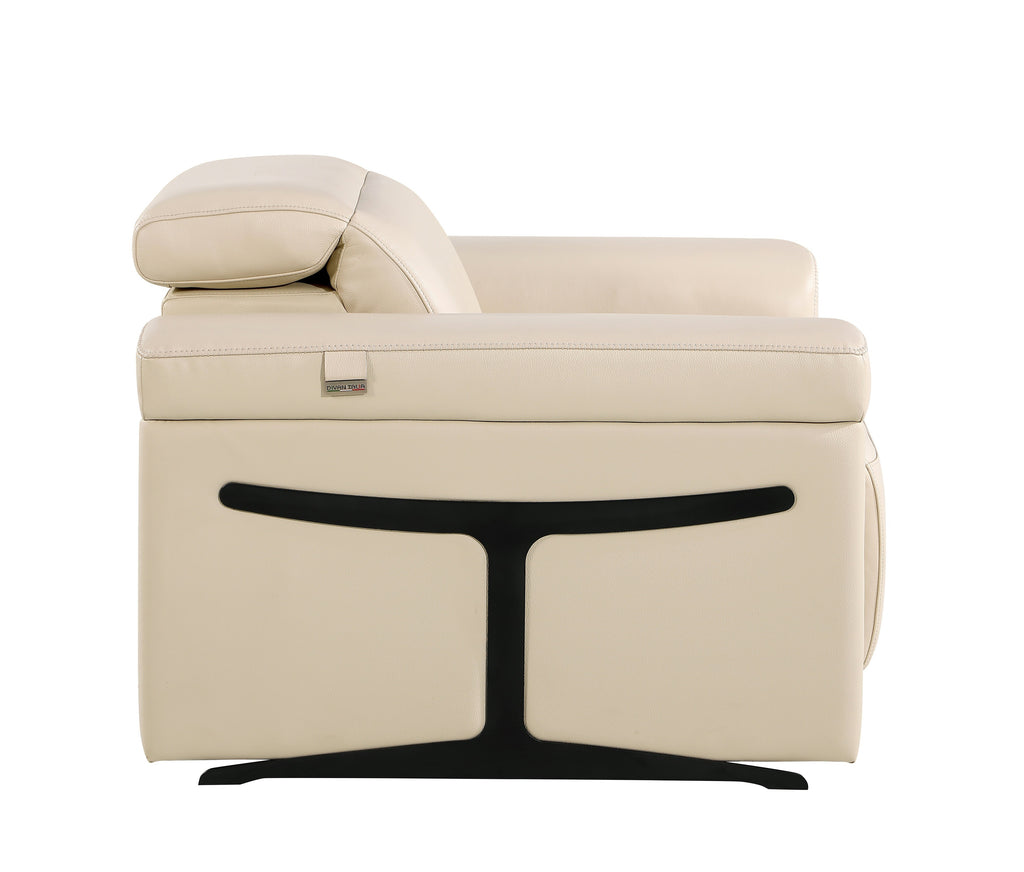 1126 DivanItalia Beige Top Grain Italian Leather Power Reclining Chair with Power Headrest