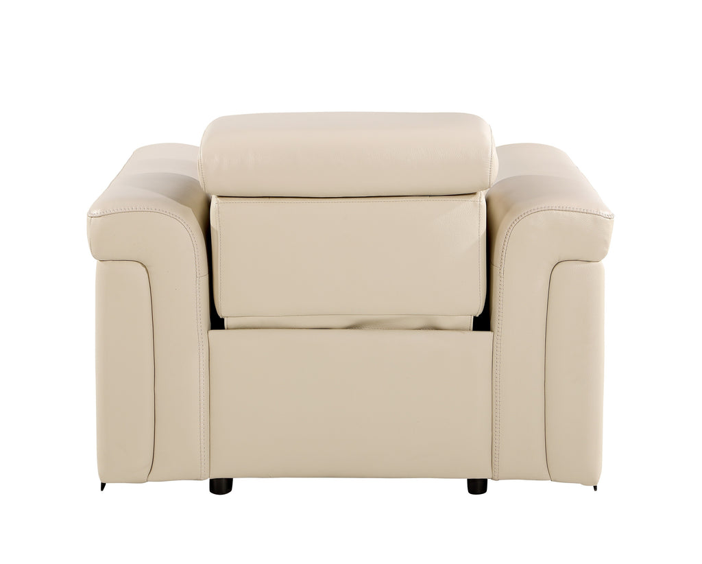 1126 DivanItalia Beige Top Grain Italian Leather Power Reclining Chair with Power Headrest